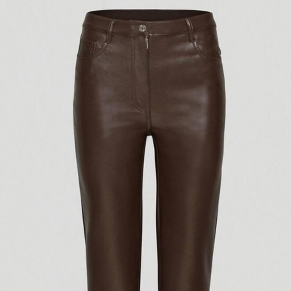 Aritzia brown vegan leather trousers